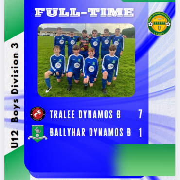 U12 Boys Division 3: Tralee Dynamos B 7 - Ballyhar B 1